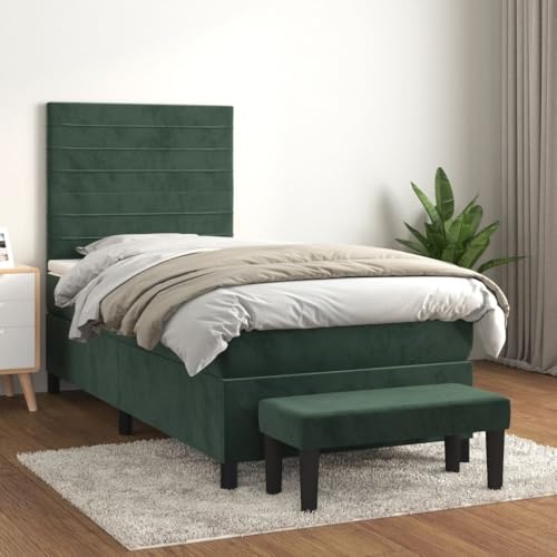 LAPOOH Boxspringbett mit Matratze Dunkelgrün 80x200 cm Samt, Bettgestell, Bett, Schlafbett, Bed Frame, Schlafzimmer Bett - 3137872 von LAPOOH