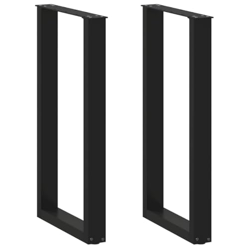 LAPOOH Couchtischbeine U-Form 2 STK. Schwarz 50x(90-91) cm Stahl, Living Room Table, Wohnzimmertisch, Beistelltisch, Side Table & End Table, Coffee Table - 4013220 von LAPOOH