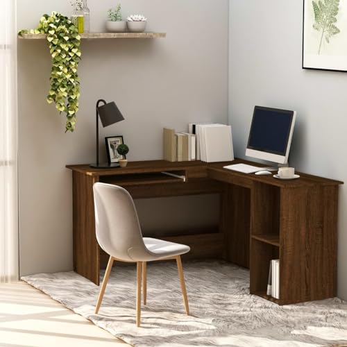 LAPOOH Eckschreibtisch Braun Eichen-Optik 120x140x75 cm Holzwerkstoff, Gaming Tisch, Computertisch, Computer Desk, Office Table, Bürotisch, Arbeitstisch, Nähtisch, Pc Tisch von LAPOOH
