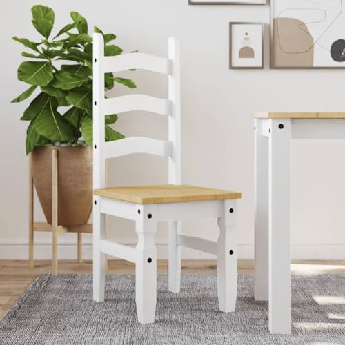 LAPOOH Essstühle 2 STK. Corona Weiß 42x47x107 cm Massivholz Kiefer, Esszimmerstühle, Küchenstühle, Stühle Set, Küchensessel - 4005725 von LAPOOH