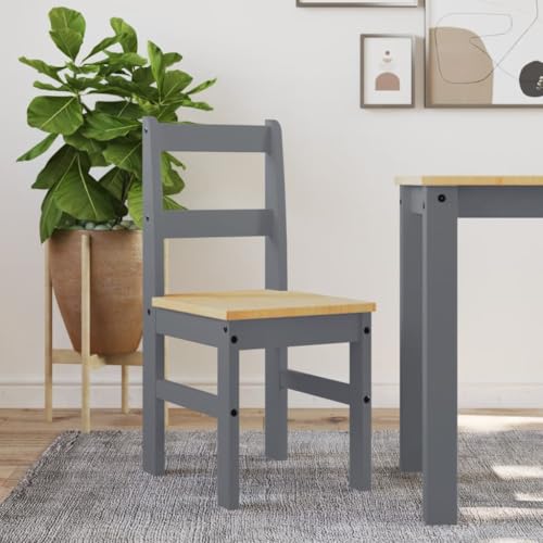 LAPOOH Essstühle 2 STK. Panama Grau 40x46x90 cm Massivholz Kiefer, Esszimmerstühle, Küchenstühle, Stühle Set, Küchensessel - 4005730 von LAPOOH