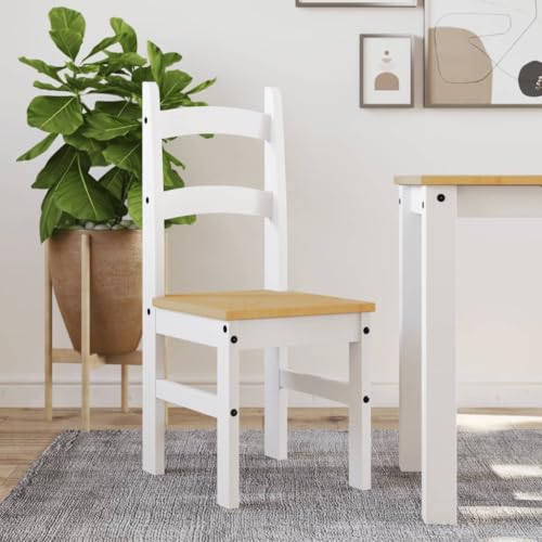 LAPOOH Essstühle 2 STK. Weiß 40x46x99 cm Massivholz Kiefer, Esszimmerstühle, Küchenstühle, Stühle Set, Küchensessel - 4005728 von LAPOOH