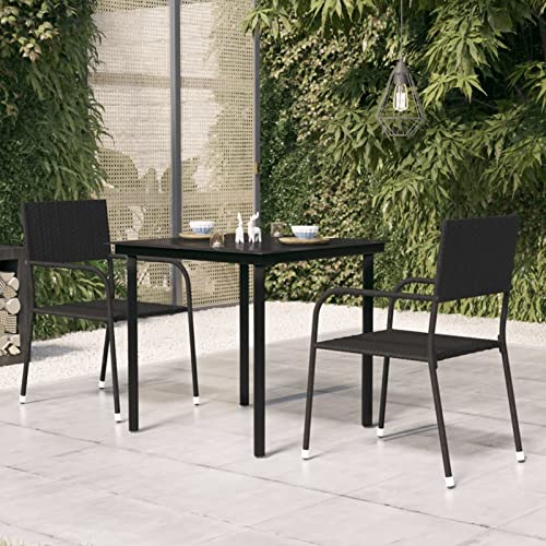 LAPOOH Garten-Esstisch, Tisch Balkon, Gartentisch, Balkontisch, Küchentisch, Garden Table, Terrassentisch, Schwarz 80x80x74 cm Stahl und Glas von LAPOOH