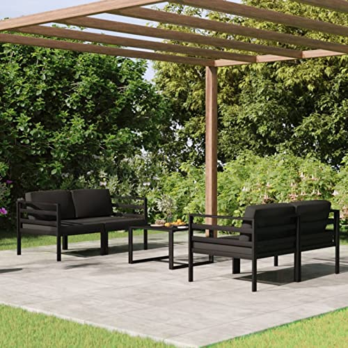LAPOOH Gartensofa-Set, 5-teilig, mit Kissen aus Aluminium, Anthrazit, Set für den Garten, Loungeset für den Außenbereich, Gartenmöbel-3107808 LAPOOH Gartensofa-Set, 5-teilig, mit Kissen aus Aluminium, Anthrazit, Set für den Garten, Loungeset für den Außenbereich, Gartenmöbel-3107808 von LAPOOH