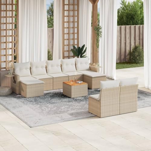 LAPOOH Gartensofa-Set 10-teilig mit Kissen in Beige aus Polyrattan, Gartenmöbel, Set für den Außenbereich, Loungeset für den Außenbereich, 3224763 LAPOOH Gartensofa-Set 10-teilig mit Kissen in Beige aus Polyrattan, Gartenmöbel, Set für den Außenbereich, Loungeset für den Außenbereich, 3224763 von LAPOOH