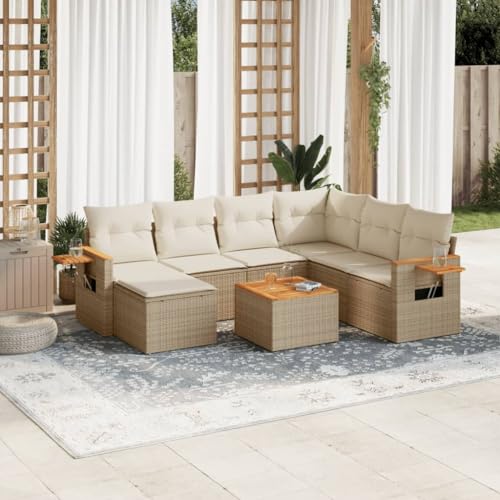 LAPOOH Gartensofa-Set 8-teilig mit beigen Kissen aus Polyrattan, Gartenmöbel, Set für den Außenbereich, Loungeset für den Außenbereich, 3227052 LAPOOH Gartensofa-Set 8-teilig mit beigen Kissen aus Polyrattan, Gartenmöbel, Set für den Außenbereich, Loungeset für den Außenbereich, 3227052 von LAPOOH