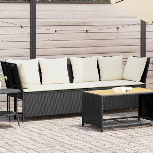 LAPOOH Gartensofa mit Kissen Schwarz Poly Rattan, Balkonmöbel Set, Gartenmöbel Set, Gartenlounge Set, Terassenmöbel, Loungemöbel Terrasse - 4104121 von LAPOOH