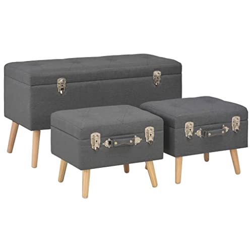 LAPOOH Hocker mit Stauraum 3 STK Footstool, Stilvolle Hocker, Classroom Stools, Wartehocker, Dunkelgrau Stoff von LAPOOH