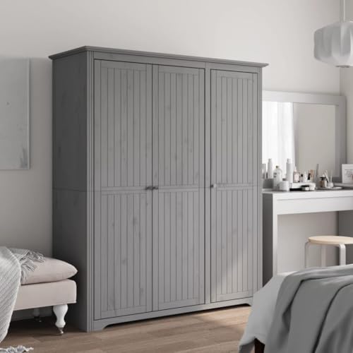 LAPOOH Kleiderschrank BODO Grau 151,5x52x176,5 cm Massivholz Kiefer, Schlafzimmerschrank, Kleiderschränke, Garderobenschrank, Ordnungssystem Kleiderschrank, Haushaltsschrank - 355064 von LAPOOH
