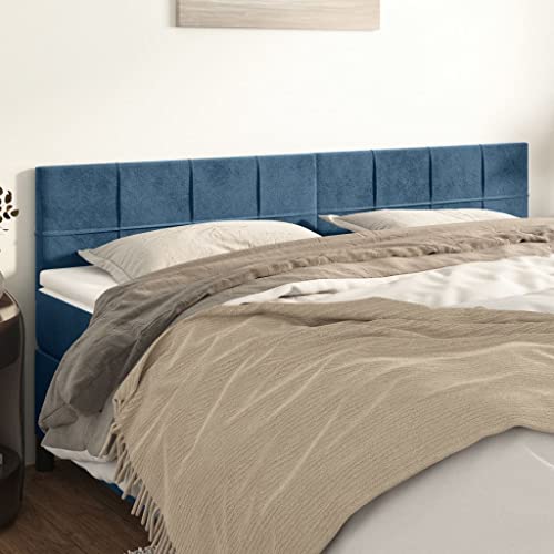 LAPOOH Kopfteile 2 STK. Dunkelblau 100x5x78/88 cm Samt, Bettkopfteil, Kopfteil Bezug, Bett Rückwand, Bettrückwand, Kopfteilbezüge, Kopfteilabdeckung - 346100 von LAPOOH
