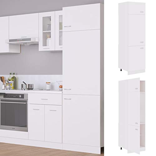 LAPOOH Kühlumbauschrank Weiß 60x57x207 cm Holzwerkstoff, Küche Hochschrank, Küchenschrank, Mehrzweckschrank, Besenschrank, Küchenhochschrank - 802538 von LAPOOH