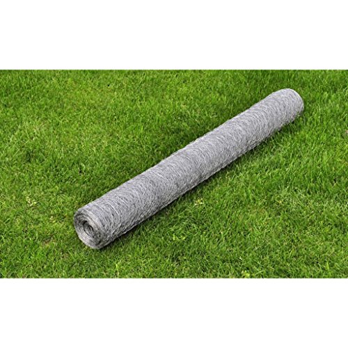 LAPOOH Maschendraht Verzinkter Stahl 25×1 m Silbern, Hasendraht, Wühlmausgitter, Stacheldraht, Drahtgitter, Kaninchendraht, Drahtzaun, Hasengitter 140425 von LAPOOH