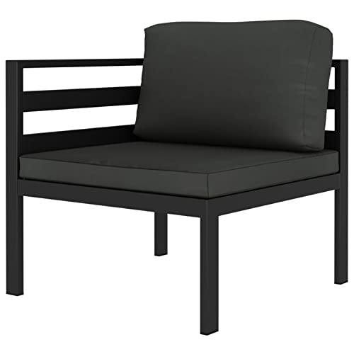 LAPOOH Modular-Ecksofa 1 STK. mit Kissen, Lounge Sofa Outdoor, Garten Loungemöbel, Gartensofa, Gartenlounge, Balkon Set Möbel, Aluminium Anthrazit von LAPOOH
