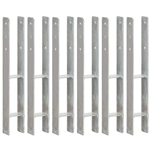 LAPOOH Pfostenträger 6 Stk. Silbern 8×6×60 cm Verzinkter Stahl, Pfostenanker, Pfostenschuh, Post Anchor - SPU:145297 von LAPOOH