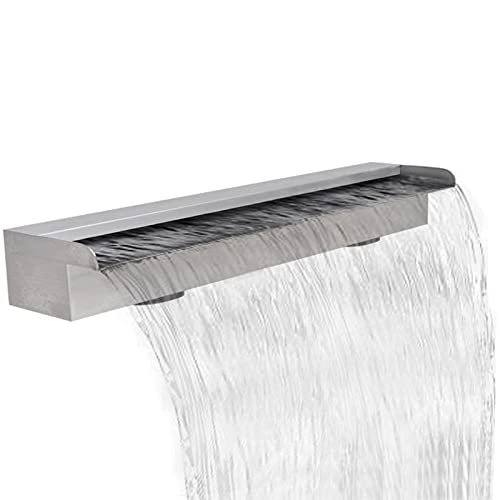 LAPOOH Pool-Wasserfall Fontäne Rechteckig Edelstahl, Brunnen Garten Wasserfall, Schwalldusche Pool, Poolwasserfall, Pool Zubehör Wasserfall, Wasserfall- & Bachlaufsets, 90 cm von LAPOOH