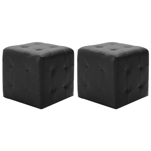 LAPOOH Pouf 2 STK Ottoman Puff, Sitzhocker, Sitzkissen Boden, Pouf Hocker, Sitzpuff, Couch Hocker, Schwarz 30x30x30 cm Kunstleder von LAPOOH