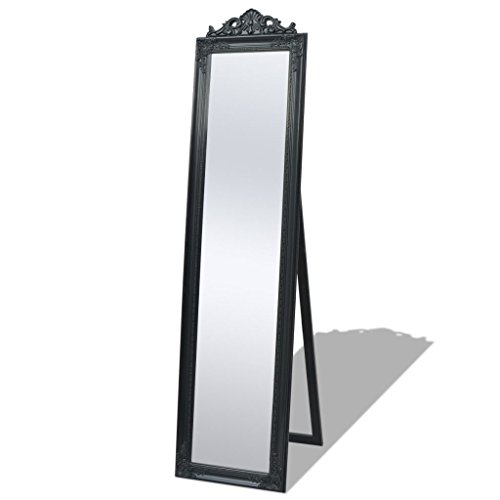 LAPOOH Standspiegel im Barock-Stil 160x40 cm Schwarz, Ganzkörperspiegel, Full Length Mirror, Spiegel Zum Hinstellen, Bodenspiegel, Großer Spiegel, Standing Mirror von LAPOOH