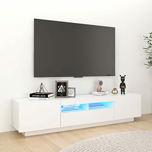 LAPOOH TV-Schrank, Fernsehtisch, Tv Lowboard, Fernsehschrank, Tv Bank, Tv Table, Tv Kommode, mit LED-Leuchten Weiß 180x35x40 cm von LAPOOH