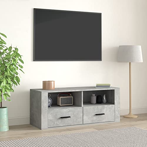 LAPOOH TV-Schrank Betongrau 100x35x40 cm Holzwerkstoff, TV Lowboard, Fernsehschrank, Fernsehtisch, Fernseher Schrank, TV Sideboard, TV Board, TV Cabinet, TV Bank, TV Kommode - 816812 von LAPOOH