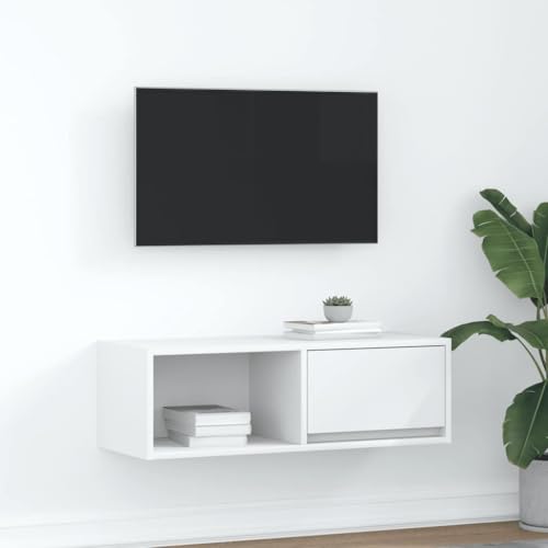 LAPOOH TV-Schrank Weiß 80x31x25,5 cm Holzwerkstoff, TV Lowboard, Fernsehschrank, Fernsehtisch, Fernseher Schrank, TV Sideboard, TV Board, TV Cabinet, TV Bank, TV Kommode - 861454 von LAPOOH