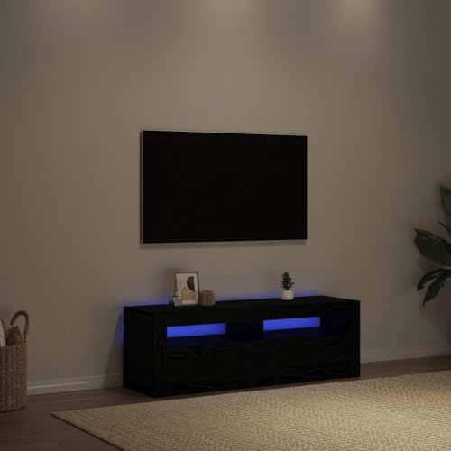 LAPOOH TV-Schrank mit LED-Leuchten Schwarz Eichen-Optik 120x35x40 cm, TV Lowboard, Fernsehschrank, Fernsehtisch, Fernseher Schrank, TV Sideboard, TV Board, TV Cabinet, TV Bank, TV Kommode - 862031 von LAPOOH
