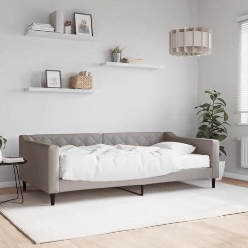 LAPOOH Tagesbett mit Matratze Taupe 100x200 cm Stoff, Schlafsofa, Daybed, Bettsofa, Sofa Bed, Sofabett, Schlafcouch, Jugendbett, Bettgestell, Bettcouch - 3197416 von LAPOOH