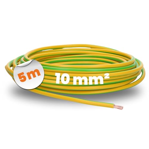 5 Meter Lapp 4520005 H07V-K 10 mm² grün-gelb I Erdungskabel I Verdrahtungsleitung I Aderleitung flexibel I PVC-Einzelader I Litze 10mm2 I Verdrahtung von Lapp