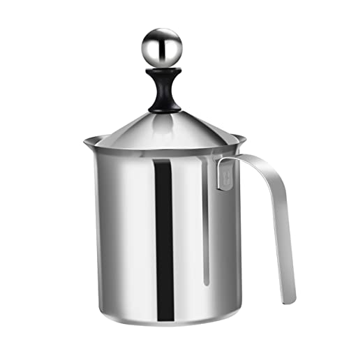800Cc Handgemachter Milchschäumer Doppelwandiger Milchaufschäumer für Zuhause und Cafés mit Hitzebeständigem Griff und Doppeltem Netz für Schnelles von LAPYAPPE