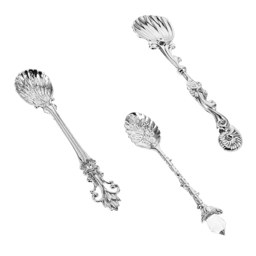 LAPYAPPE 1 Satz Europäisches Tabellengeschirrset Creme Scoop Kochen Utensilien Kaffee rühren Löffel Rührende Löffel für Kaffee Dessertlöffel tragbarer Puddinglöffel Legierung Silber von LAPYAPPE