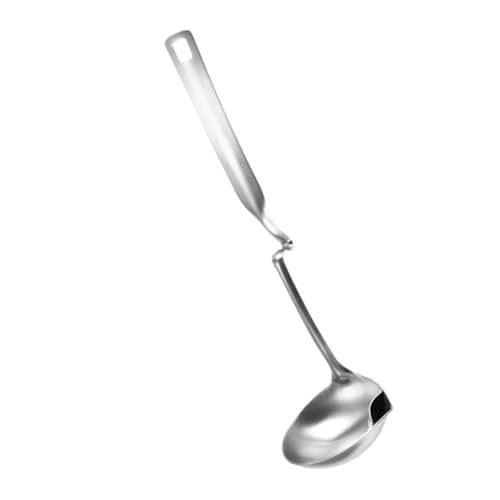 LAPYAPPE 1 Stück Fettlöffel aus Edelstahl Spender Abfluss Öl abgetrennter Löffel Entferner Ölfilterlöffel Suppenkelle mit Ölfilter Küchensuppensieb Küchenölfilter Rostfreier Stahl Silver von LAPYAPPE