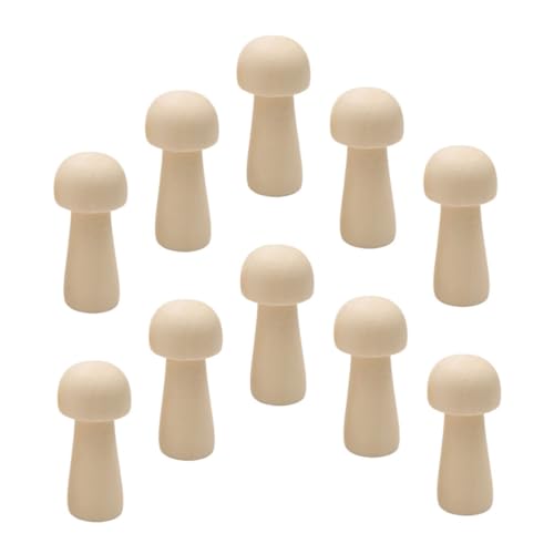 LAPYAPPE 10 Stück Teiliges Kleine Unvollendete Holzpilz puppen DIY Bemalbare Holzfiguren für Bastelset Natürliche Holzkegel Geschenk für Mädchen Kreative Handwerksprojekte von LAPYAPPE