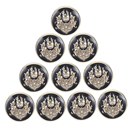 LAPYAPPE 10 Stück Teiliges Schwarze Metallknöpfe Stabile Messingknöpfe zum Annähen Runde Vintage Schnallen für Mäntel Anzüge und DIY Nähzubehör für Kleidung und Bastelprojekte von LAPYAPPE