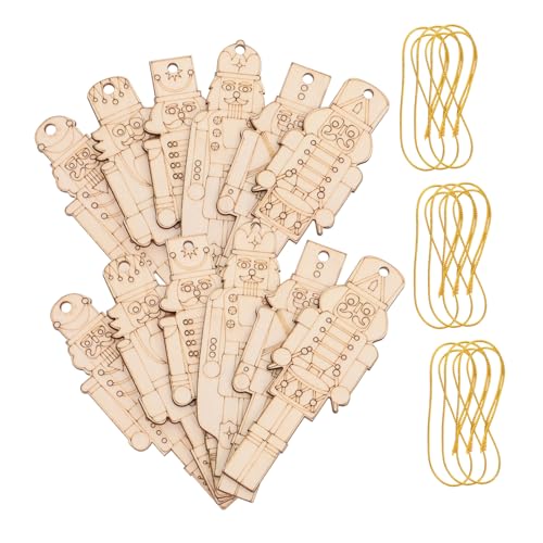 LAPYAPPE 12 Stück Nussknacker-Ornamente Ungefärbte Weihnachtsausschnitte Ungefärbte Holzspäne Weihnachtliche Holzspäne Holzscheiben Nussknacker-holzausschnitte Graffiti-Chips Beige Hölzern von LAPYAPPE