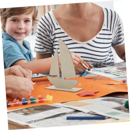LAPYAPPE 15 Stück Teiliges Unbemalte Holz segelboot ornamente DIY Bastelmaterialien für Meeres Dekoration Stabile Segelboot holzrohlinge für Scrapbooking und Individuelle Bemalung von LAPYAPPE
