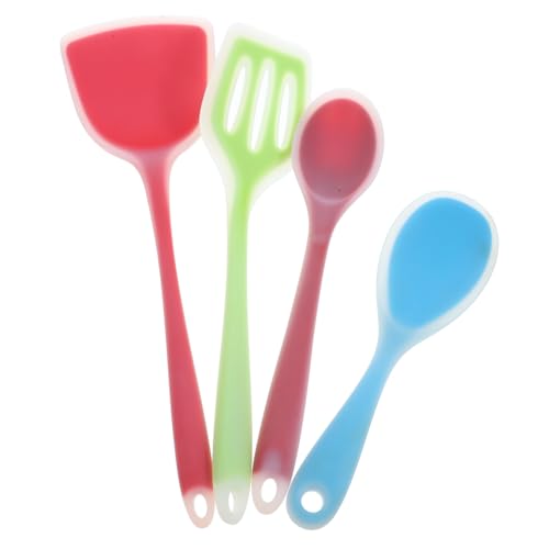 LAPYAPPE 1Satz Silikon Kochgeschirr Teiliges Küchenset mit Hitzebeständigem Spatel Suppenkelle Reislöffel und Bratlöffel Antihaftbeschichtet Flexibel und Einfach zu Reinigen von LAPYAPPE