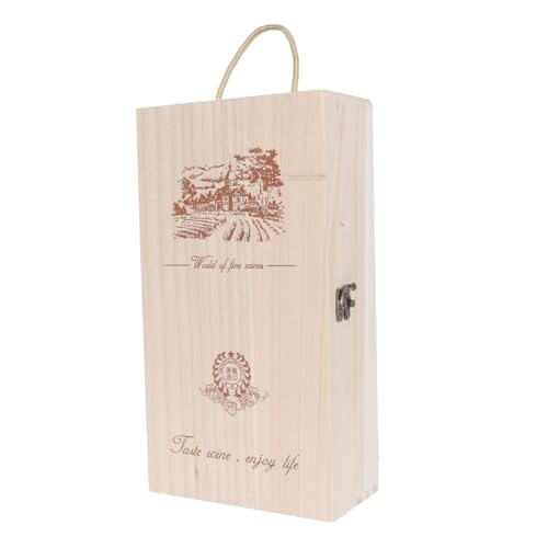 LAPYAPPE 1Stück Tragbare Holz Weinverpackungsbox mit Griff Doppelte Weinkiste aus Rustikalem Holz für und Aufbewahrung für Rotwein und Besondere Anlässe von LAPYAPPE