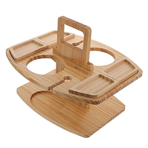 LAPYAPPE 1Stück Tragbarer Holz Weinflaschenhalter mit Abnehmbarem Rack für Picknick und Outdoor Leicht zu Transportieren zur Aufbewahrung von Snacks und Getränken Vielseitig von LAPYAPPE