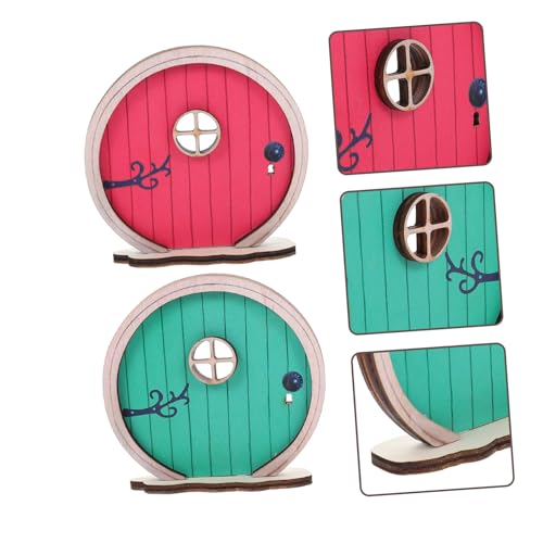 LAPYAPPE 2 Stück Miniatur Elfen tür Handgefertigte Mini Garten tür Deko Realistische DIY Mini Craft Door Farbig Lackiert für Garten Baumstumpf Innen Außenbereich Geschenkidee von LAPYAPPE
