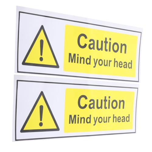 LAPYAPPE 2 Stück Sicherheitsaufkleber Kopf Wasserdichtes Ölbeständiges Warnzeichen aus Synthetikpapier für Innen Außenanwendung für Wände Glatte Oberflächen von LAPYAPPE