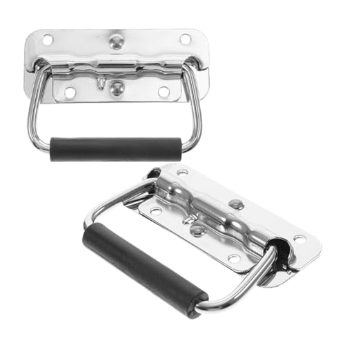 LAPYAPPE 2 Stück Teiliges Gefederte Klappgriffe aus Edelstahl Heavy Duty Ringgriffe für Werkzeugkisten Robuste Metallgriffe mit Komfortablem Griff für Holzboxen Industrie und Lagerbedarf von LAPYAPPE