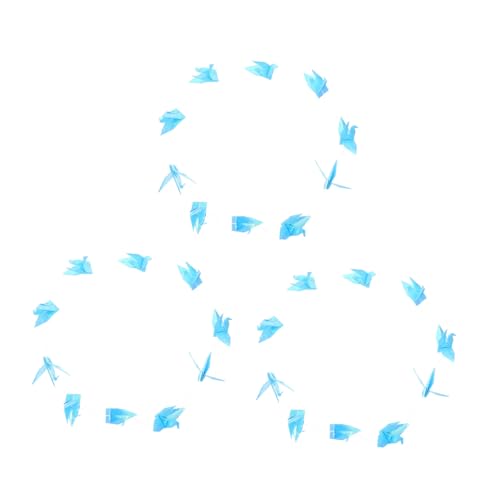 LAPYAPPE 3 Saiten Teiliges Vorgestaltete wasserdichte Origami Papierkranich-Girlande in Perlblau Wetterfeste Dekoration für Hochzeitsfeier Fotorequisiten und Outdoor-Party Hintergrund von LAPYAPPE