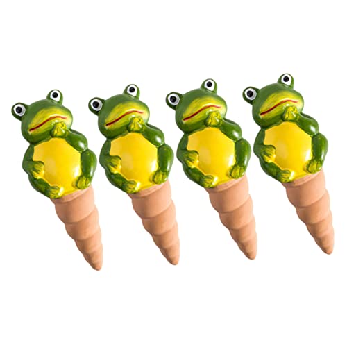LAPYAPPE 4 Stück Teiliges Froschform Tonkegel Bewässerungssystem Automatische Pflanzenspikes für Zimmer und Gartenpflanzen Selbstbewässernd für Blumentöpfe und Balkone von LAPYAPPE