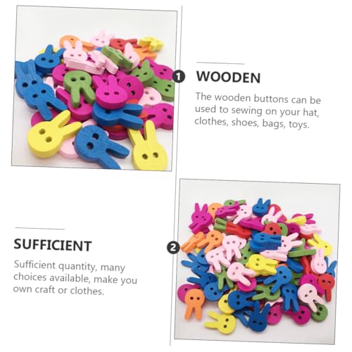 LAPYAPPE 400 Stück Bunte Holzknöpfe mit Süßem Hasenmotiv Natürliche Bastelknöpfe zum Annähen Langlebige Holzknöpfe für DIY für Babysachen und Strickjacken Vielseitig Zufällige Farbe von LAPYAPPE