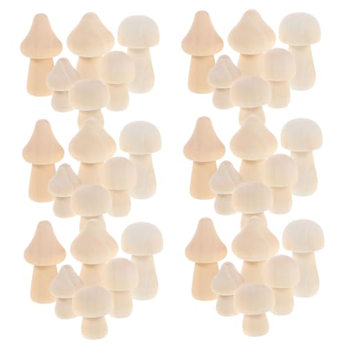 LAPYAPPE 42 Stück Teiliges Unbemalte Holzpilz Figuren Naturbelassene Miniatur Pilze Holz zum Bemalen und Dekorieren Vielseitige Diy Holzpilz Deko für Schreibtisch Bücherregal Büro und von LAPYAPPE
