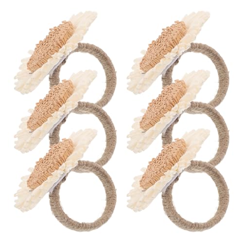 LAPYAPPE 6 Stück Serviettenringe mit Blumenmotiv Rustikale Gänseblümchen-Designs Kompakte Napkin Holder für Sommer Frühling und Festtagstafel Einfach zu Bedienen für Familienessen und von LAPYAPPE