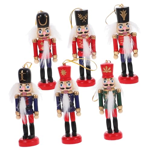 LAPYAPPE 6stücke Holz-nussknacker Figuren Bunte Weihnachtsdekoration Für Baum Hängende Nussknacker Ornamente Traditionelle Holzsoldaten Festliche Tischdeko von LAPYAPPE