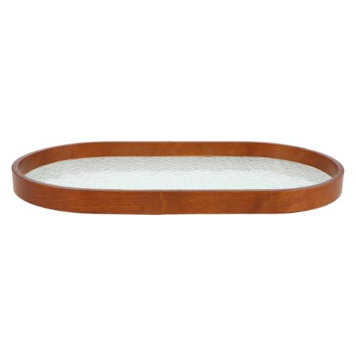 LAPYAPPE Glas paletten Obstteller Rechteck Platte Snack Früchte groß dekoratives Tablett Tabletts Servierschale Desserthalter Aufbewahrungsfach Dessertteller aus Glas Glasschale Holz Kaffee von LAPYAPPE
