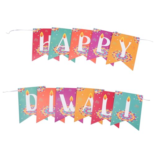 LAPYAPPE Happy Diwali Banner aus Langlebigem Papier Farbenfrohe Partydekoration für Diwali Feier Wiederverwendbarer für Festliche Wand und Fotohintergründe von LAPYAPPE
