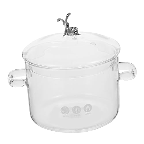 LAPYAPPE Hochborosilikat Kochtopf mit Deckel Transparente Suppentöpfe für Langsames Schmoren und Kochen Hitzebeständig mit Tragbaren Griffen für Heimische Küche von LAPYAPPE