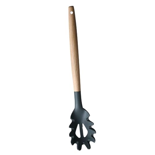 LAPYAPPE Multifunktionaler Spaghetti Löffel aus Holz und Silikon Ergonomisches Design mit Hohldesign für Abtropfen von Flüssigkeiten für Pasta und Teigwaren von LAPYAPPE